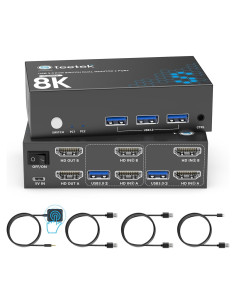 Conmutador KVM HDMI 8K Steetek 2 Monitores 2 Computadoras