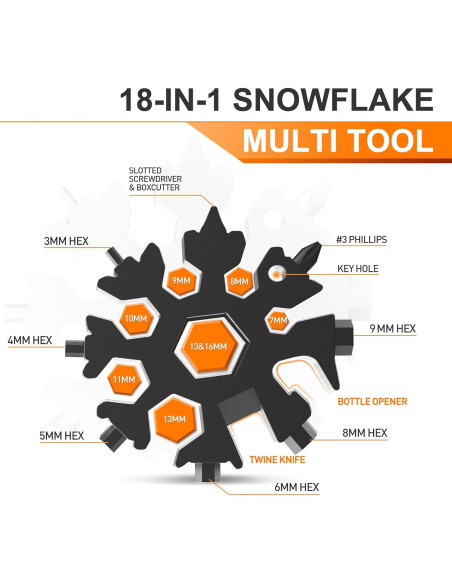 Multiherramienta Copo de Nieve Dusor 18 en 1 Acero Inoxidable Multiherramienta Copo de Nieve Dusor 18 en 1 Acero Inoxidable