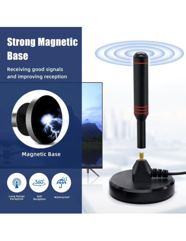 Antena de TV Interior Lanyi HD 4K con Amplificador 56 km