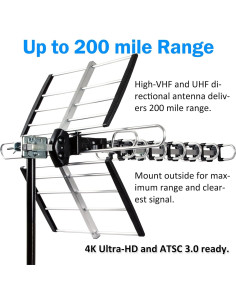 Antena HDTV Exterior Five Star 200 Millas 4K VHF UHF J-Pole 2