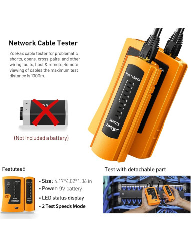 Kit de Crimpado RJ45 ZOERAX 10 en 1 con 50 Conectores Cat6