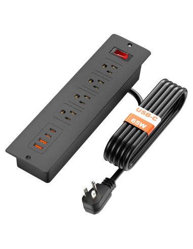 Tira de Energía Empotrada QBA 65W con 4 Salidas USB-C y USB-A