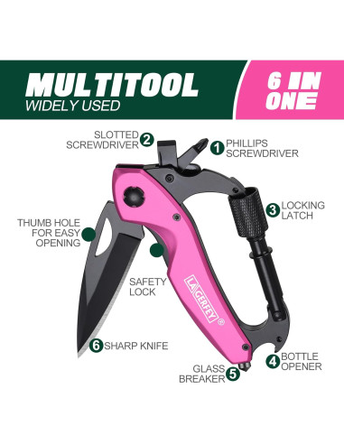 Multiherramienta LAGERFEY Rosa 11.18x5.08cm para Mujeres