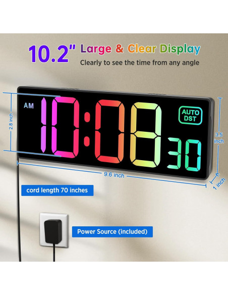 Reloj de Pared Digital Soobest 10.2" RGB con Control Remoto Reloj de Pared Digital Soobest 10.2" RGB con Control Remoto