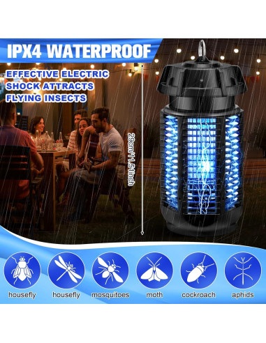 Trampa Eléctrica para Mosquitos Qualirey 4000V 20W IPX4