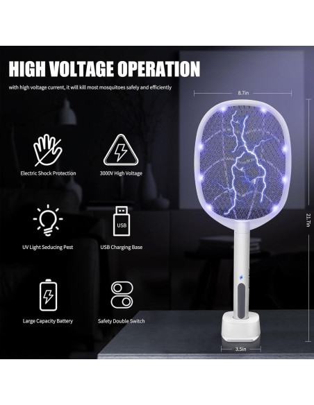 Raqueta Eléctrica para Insectos Lulu Home 3000V - Paquete de 2 Raqueta Eléctrica para Insectos Lulu Home 3000V - Paquete de 2