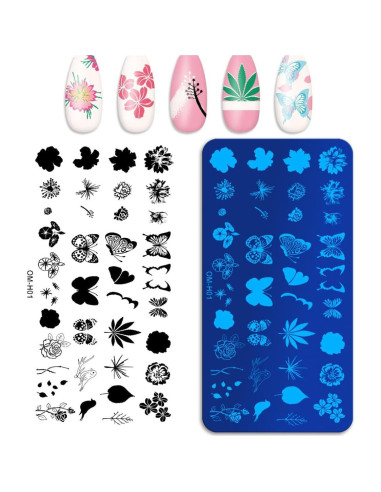 5 Placas de Estampado de Uñas BQZQPAMZ Flores y Frutas