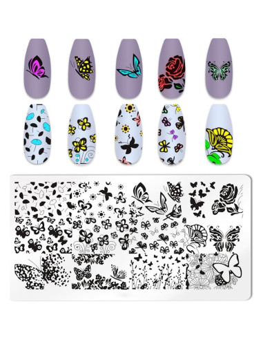 Kit de Estampado de Uñas JERCLITY 6 Piezas Acero Inoxidable