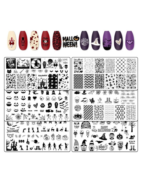 Set de 6 Placas de Estampado de Uñas Halloween Hying - Acero Inoxidable Set de 6 Placas de Estampado de Uñas Halloween Hying - Acero Inoxidable
