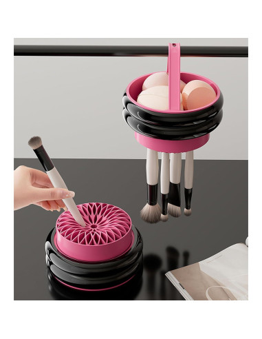 Soporte para Brochas de Maquillaje TIMISTARS 3 en 1 Rosa