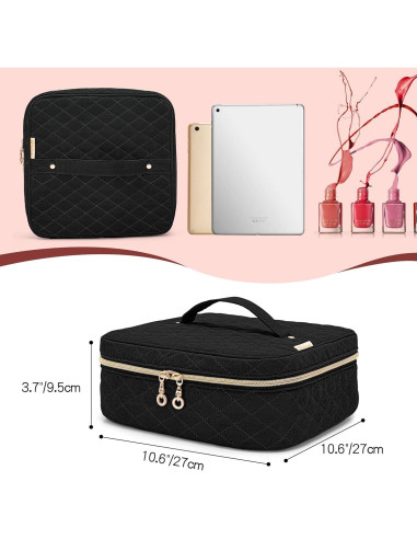Bolsa de Transporte para Esmalte de Uñas YARWO Negra 36 Botellas