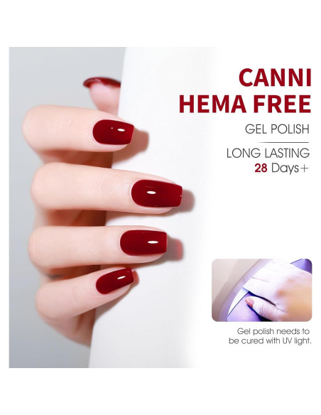 Set de 6 Esmaltes de Uñas en Gel CANNI 9 ML Rojo Cereza Set de 6 Esmaltes de Uñas en Gel CANNI 9 ML Rojo Cereza