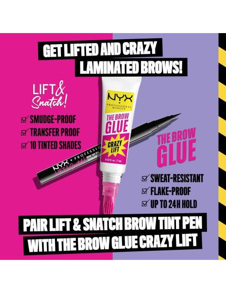 Gel para Cejas NYX Crazy Lift 16h Fuerte Sujeción Transparente Gel para Cejas NYX Crazy Lift 16h Fuerte Sujeción Transparente