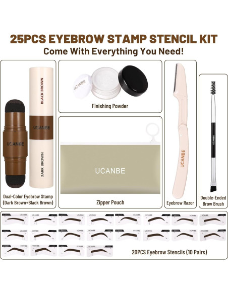 Kit de Cejas UCANBE 25PCS con Plantillas Reutilizables y Pomada Kit de Cejas UCANBE 25PCS con Plantillas Reutilizables y Pomada