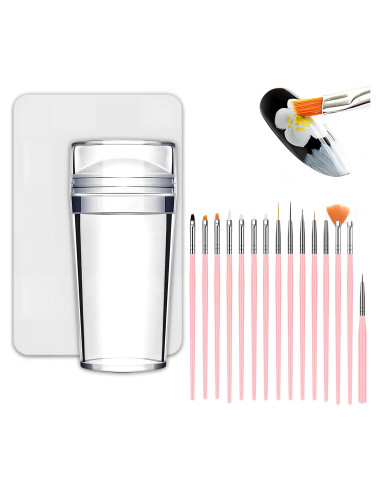 Kit de Estampador de Arte de Uñas Qi - 17 Piezas para Manicura