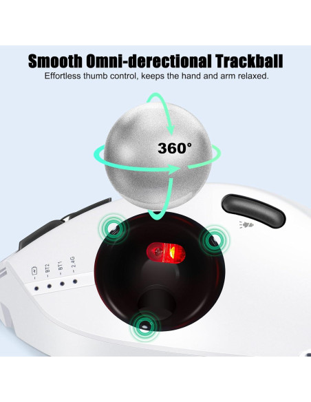 Mouse Trackball Inalámbrico TRELC 4800 DPI 7 Botones Blanco Mouse Trackball Inalámbrico TRELC 4800 DPI 7 Botones Blanco