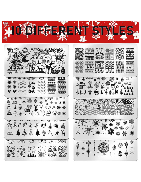 Kits de Estampado de Uñas Navideñas Maitys - 10 Piezas Kits de Estampado de Uñas Navideñas Maitys - 10 Piezas
