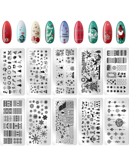Kits de Estampado de Uñas Navideñas Maitys - 10 Piezas Kits de Estampado de Uñas Navideñas Maitys - 10 Piezas