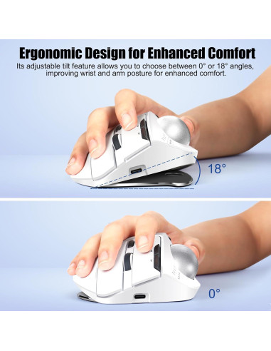Mouse Trackball Inalámbrico TRELC 4800 DPI 7 Botones Blanco