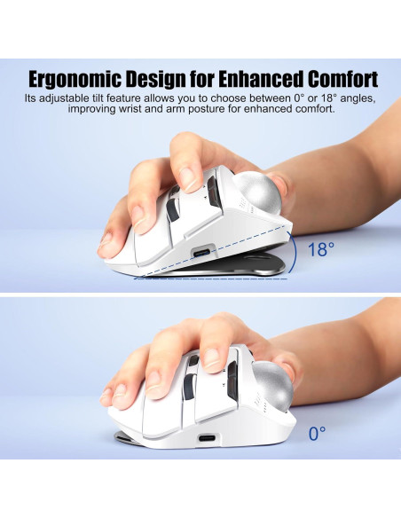 Mouse Trackball Inalámbrico TRELC 4800 DPI 7 Botones Blanco Mouse Trackball Inalámbrico TRELC 4800 DPI 7 Botones Blanco
