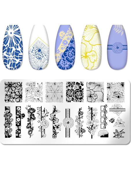Kit de Estampado de Uñas 6 Piezas Acero Inoxidable JERCLITY Kit de Estampado de Uñas 6 Piezas Acero Inoxidable JERCLITY