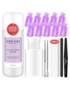 Kit de Quitacutículas Saviland 250ml + 10 Pinzas + 500 Discos