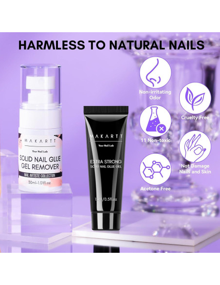 Kit de Pegamento y Removedor de Uñas Makartt 30ml Sólido Fuerte Kit de Pegamento y Removedor de Uñas Makartt 30ml Sólido Fuerte