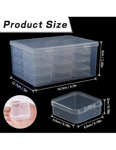 25 Cajas de Almacenamiento Transparentes Exptolii 5.5x5.5 cm