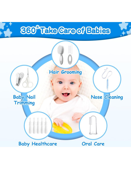 Kit de Cuidado y Aseo para Bebés 21 en 1 Qunlions Gris Blanco Kit de Cuidado y Aseo para Bebés 21 en 1 Qunlions Gris Blanco