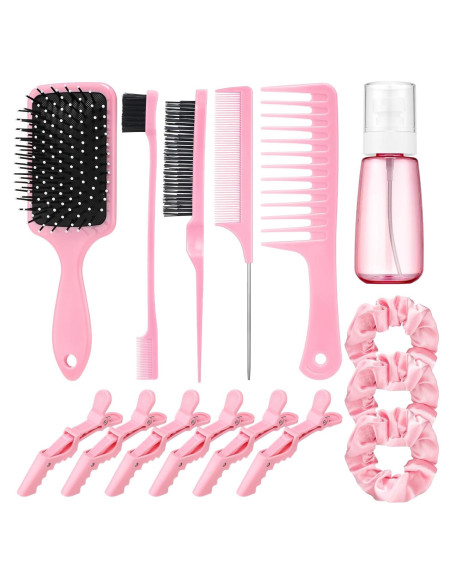 Juego de Cepillos para el Cabello ProSuites 15 Pcs Rosa Juego de Cepillos para el Cabello ProSuites 15 Pcs Rosa