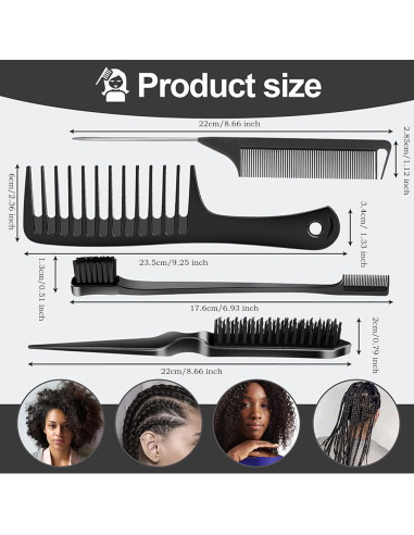 Juego de Cepillos para Estilizar Cabello SWEET VIEW - 4 Piezas
