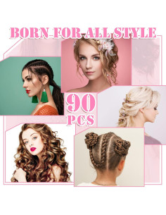 Juego de Estilizado de Cabello Youyole 90 Piezas Rosa 2