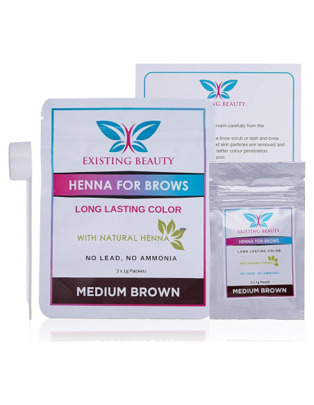 Tinte de Cejas de Henna Marrón Medio Existing Beauty 3x1g Tinte de Cejas de Henna Marrón Medio Existing Beauty 3x1g