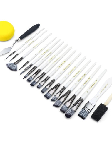 Kit de Pinceles de Pintura Transon 16 Piezas con Estuche
