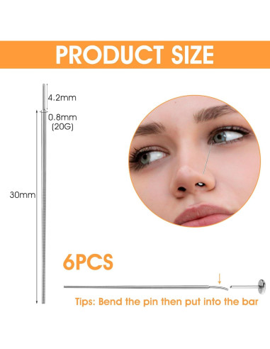 Kit de Herramientas de Inserción para Piercing Yolev 6 Pcs 20G