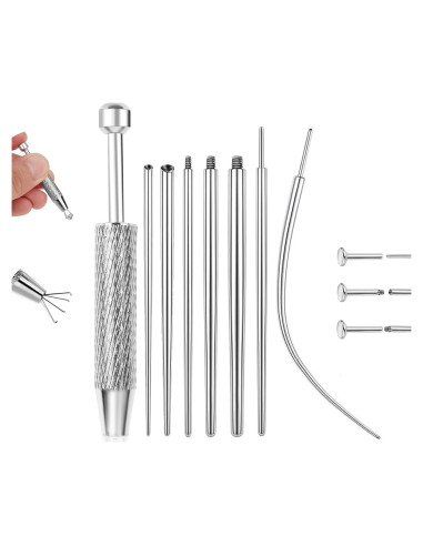 Kit de Herramientas de Inserción de Piercing 7 Piezas Acero Quirúrgico