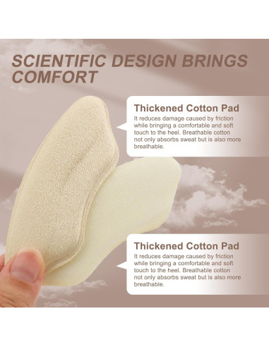 Almohadillas para Talones KTSAY - 4 Pares Antideslizantes Beige