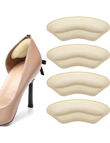 Almohadillas para Talones KTSAY - 4 Pares Antideslizantes Beige