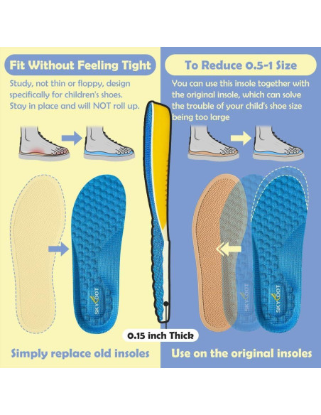 Plantillas Skyfoot para Niños 9-12.5, Transpirables y Ajustables Plantillas Skyfoot para Niños 9-12.5, Transpirables y Ajustables