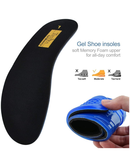 Plantillas de Gel TIESTRA para Hombres Talla L (US8-12) Negro Plantillas de Gel TIESTRA para Hombres Talla L (US8-12) Negro