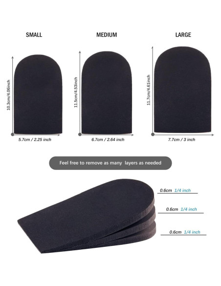 Elevadores de Talón Ajustables SIIHEA 0.64 cm para Dolor de Pie Elevadores de Talón Ajustables SIIHEA 0.64 cm para Dolor de Pie
