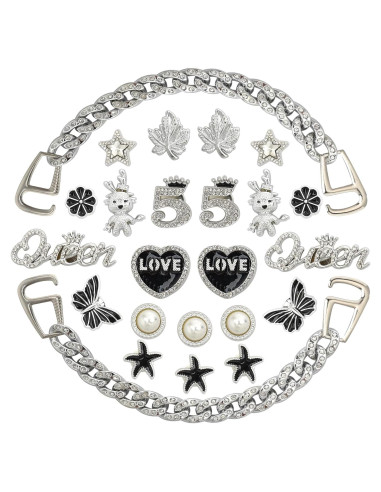 Set de 24 Encantos Brillantes para Zapatos Crocs - Plata y Oro