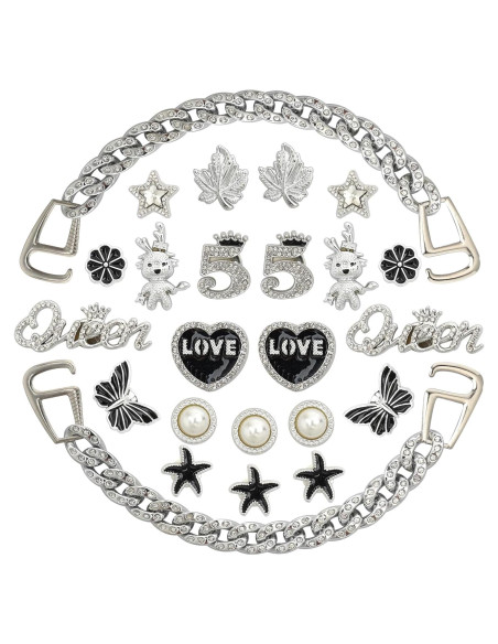 Set de 24 Encantos Brillantes para Zapatos Crocs - Plata y Oro Set de 24 Encantos Brillantes para Zapatos Crocs - Plata y Oro