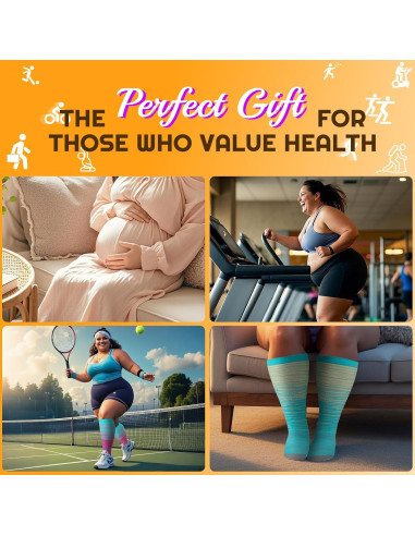 Calcetines de Compresión FOFLORA Talla 3XL-4XL 20-30 mmHg 3 Pares