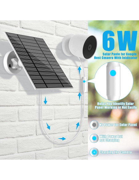 Panel Solar 6W Nooukut para Google Nest Cam Interior y Exterior Panel Solar 6W Nooukut para Google Nest Cam Interior y Exterior