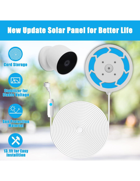 Panel Solar 6W Nooukut para Google Nest Cam Interior y Exterior Panel Solar 6W Nooukut para Google Nest Cam Interior y Exterior