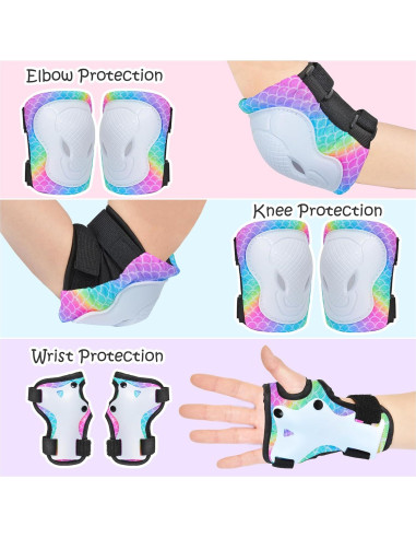 Set Protector 7 en 1 PAMAID para Niños - Rodilleras, Coderas y Muñequera