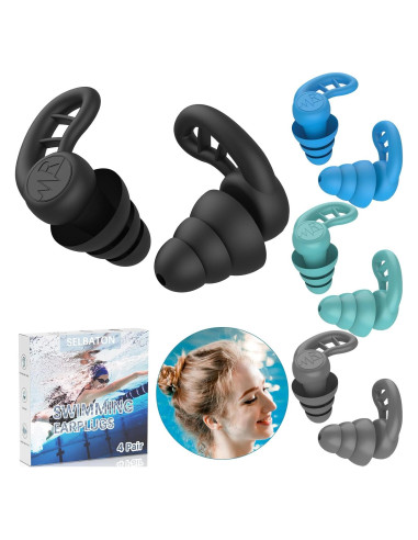 Tapones para oídos SELBATON 4 pares silicona reutilizables