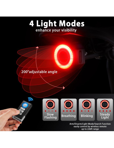 Luz Trasera de Bicicleta WSDCAM KS-SF33R con Alarma 110dB