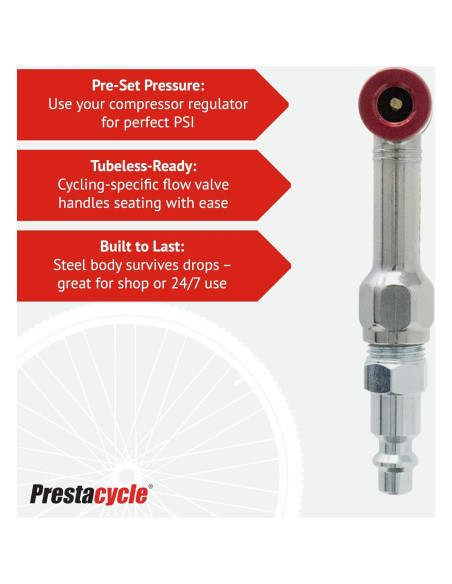 Prestacycle Prestaflator Mini Pro - Inflador de Neumáticos de Bicicleta Prestacycle Prestaflator Mini Pro - Inflador de Neumáticos de Bicicleta